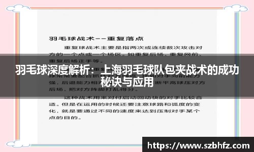 羽毛球深度解析：上海羽毛球队包夹战术的成功秘诀与应用